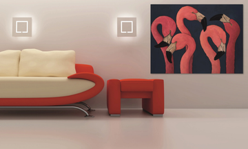 FIVE FLAMINGOS - Canvas Painting by NOVOCUADRO ART COMPANY - view 3